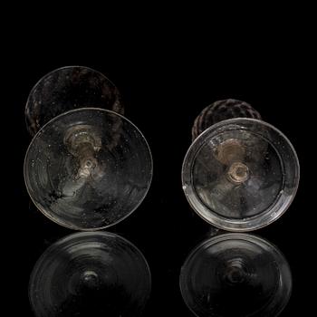 TWO WINE GLASSES, probably Italy, 18th century.