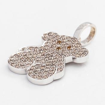 TOUS, an 18K white gold pendant in the form of a teddy bear with brownish diamonds total ca 1.09 ct, Spain.