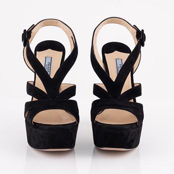 Prada, a pair of black suede sandals, size 37.