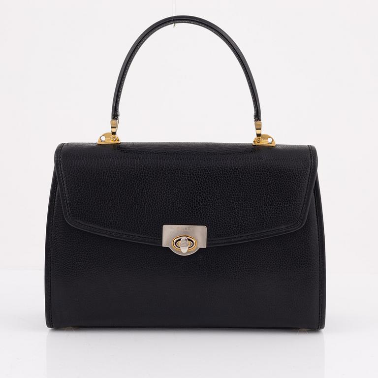Bally, a black leather bag.