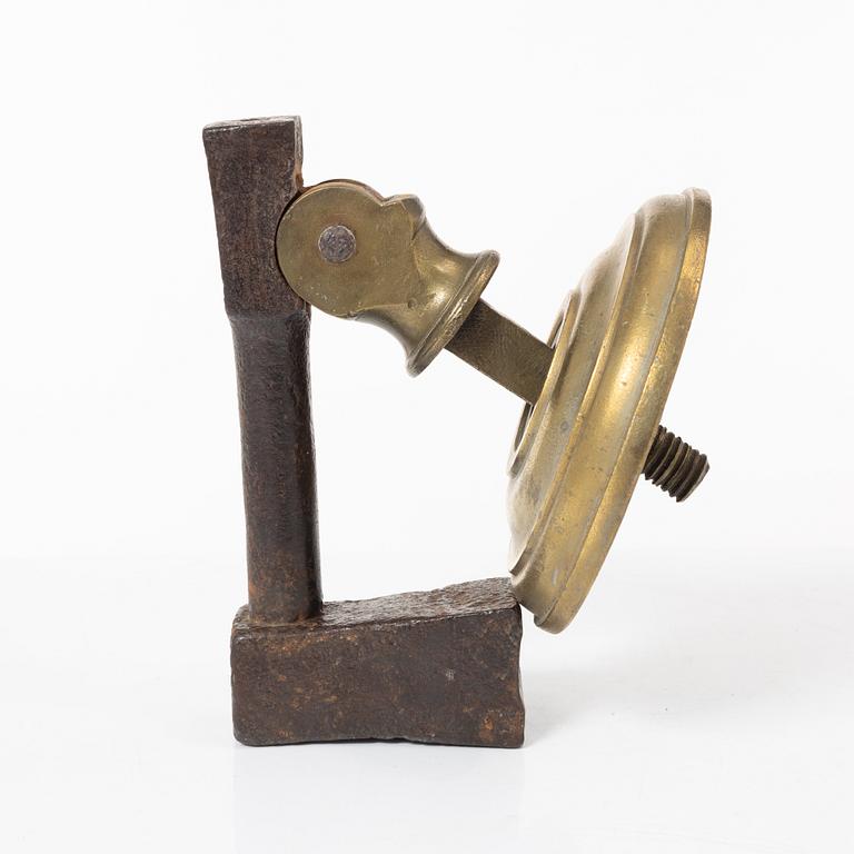 Door knocker, probably 18th century, iron and brass.