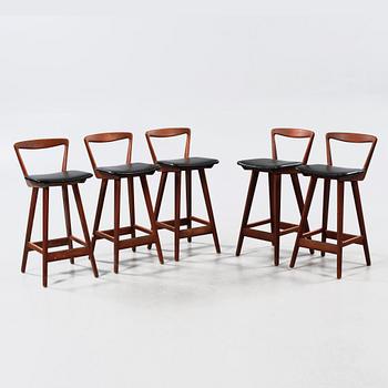 Five bar stools from Brande Möbelindustri, Denmark made in the 1960s.