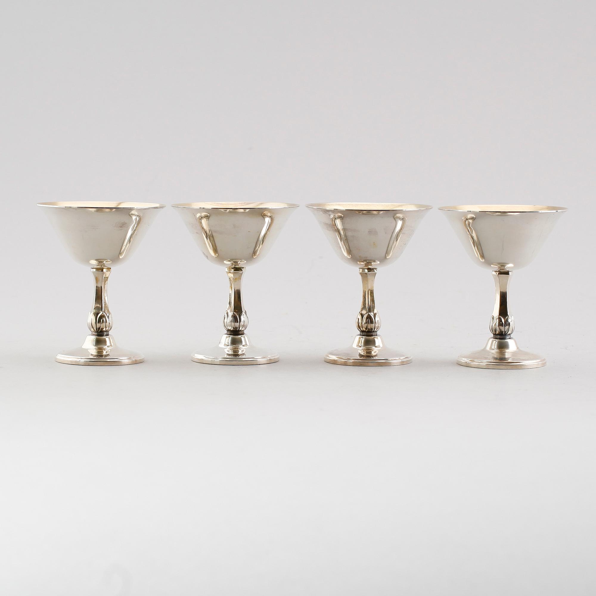 COCKTAILGLAS, 12 st, silver, MGAB, Uppsala 1969. Vikt ca 709 gram.