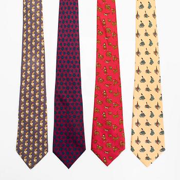 Hermès, four silk ties.