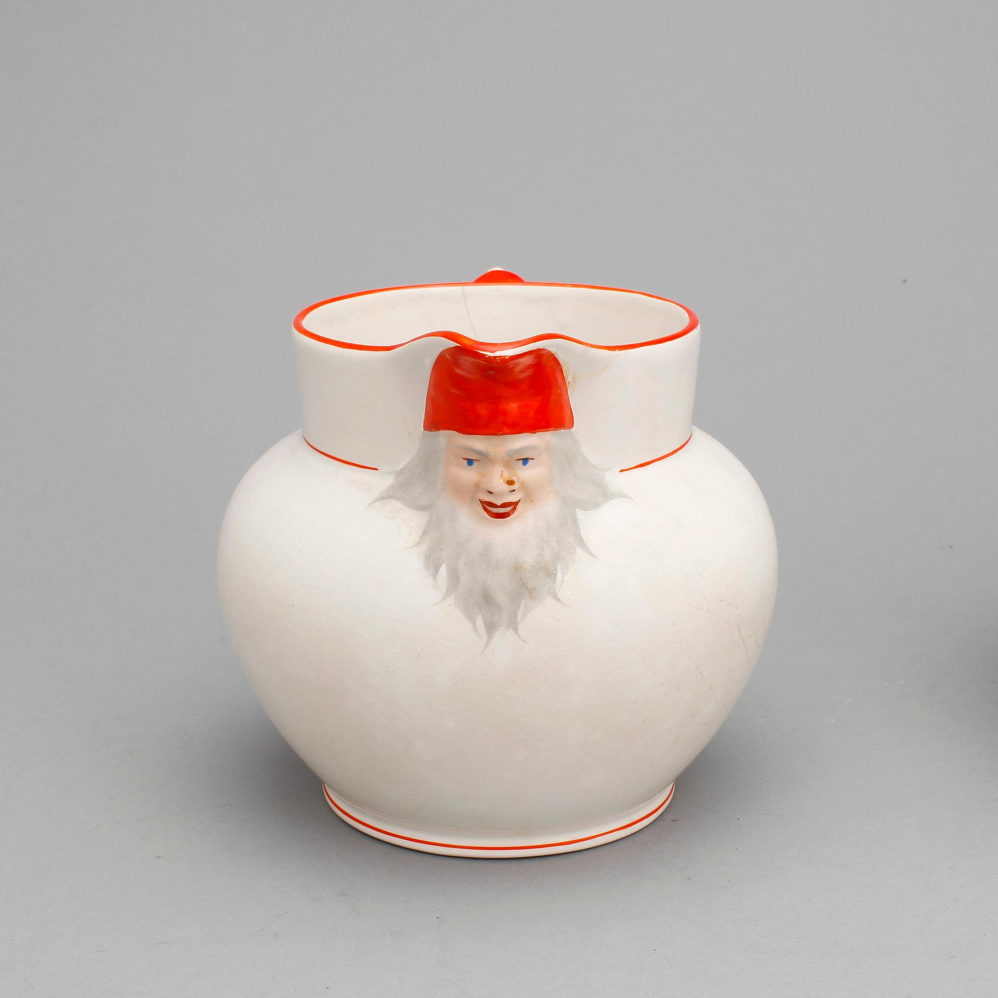 GRÖTSKÅL samt KANNA, porslin, Göteborg, 1900-talets första del.