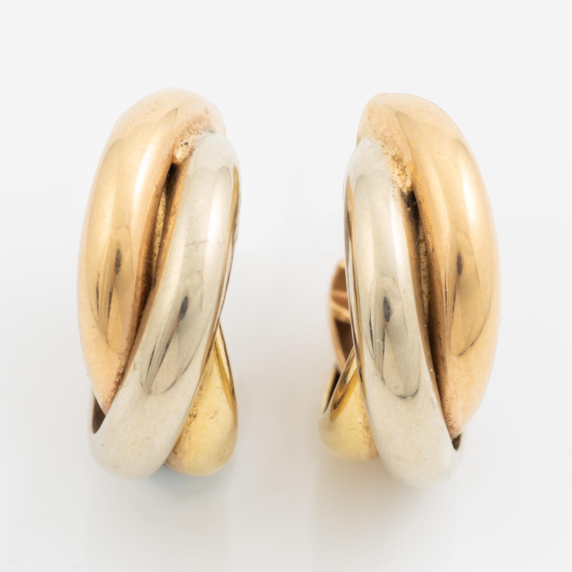 Cartier earrings, "Trinity" 18K gold in three colours.