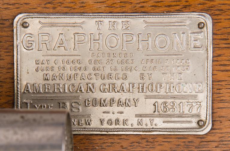 GRAMMOFON, Columbia Graphophone type BS, omkring 1900.