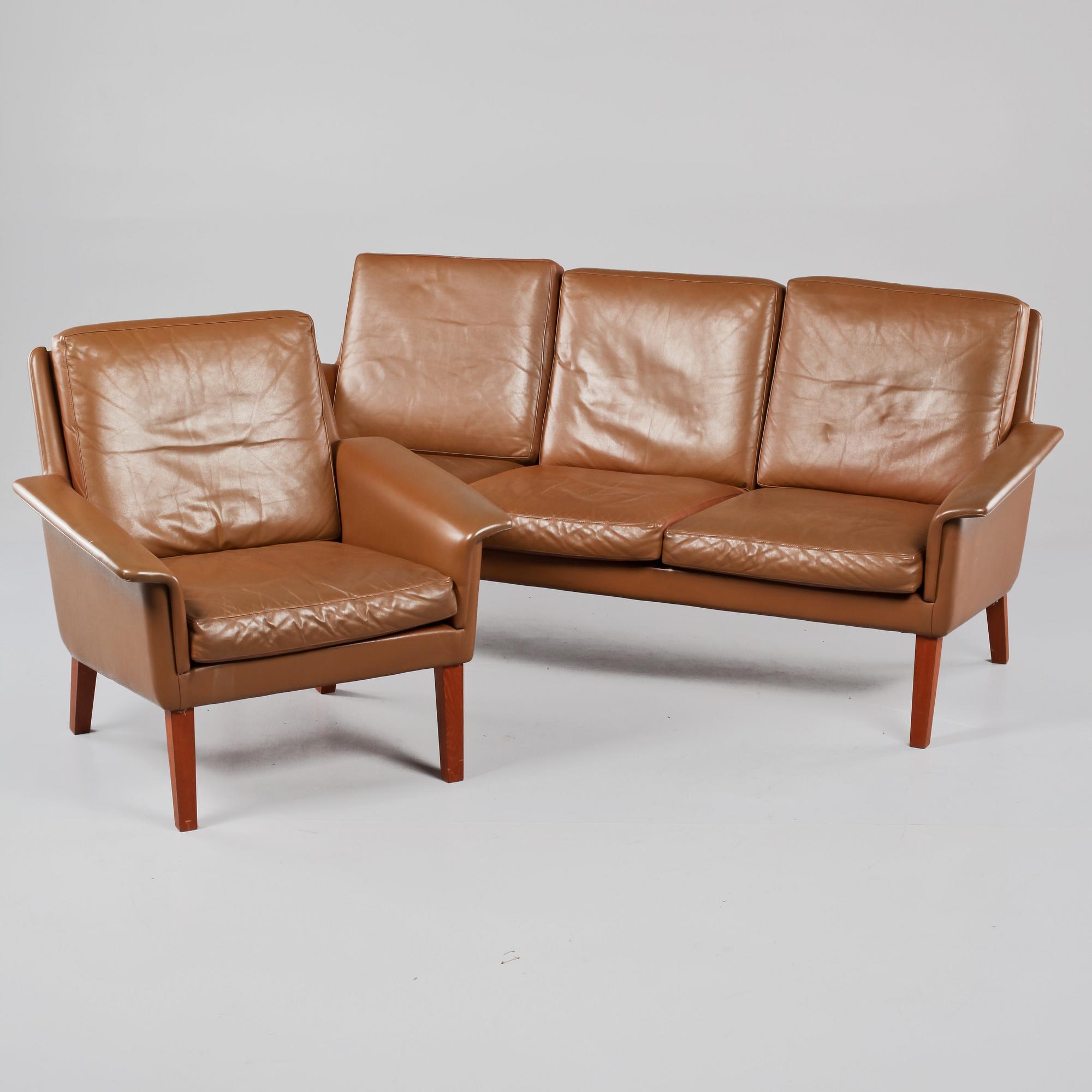 SOFFA samt FÅTÖLJ, Bramin, Danmark, 1900-talets tredje kvartal.