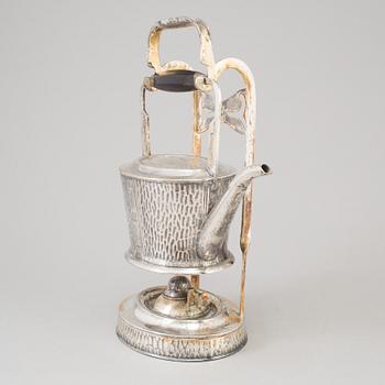 GEBRÜDER BING, a silver plate teapot and heater, Nürnberg, Germany, early 20th Century.