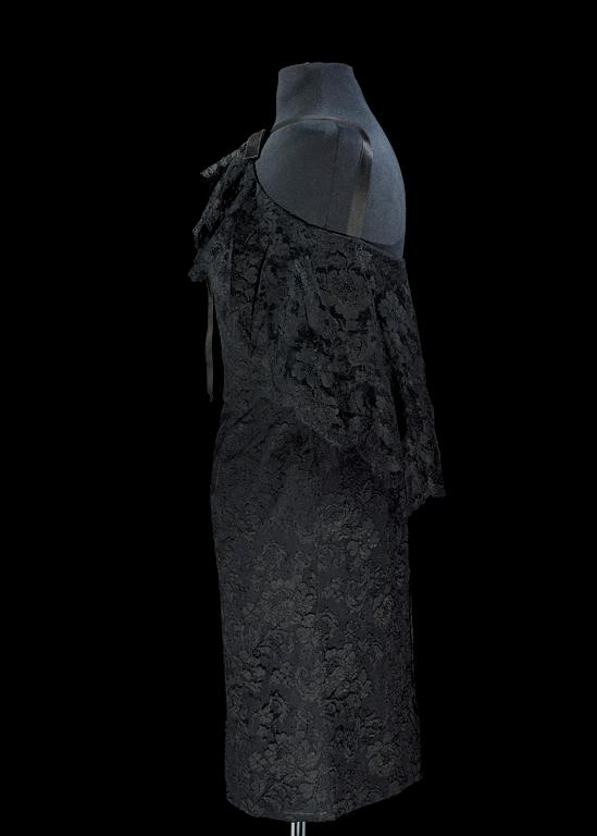 A black lace and silk cocktail dress from Guy Laroche.