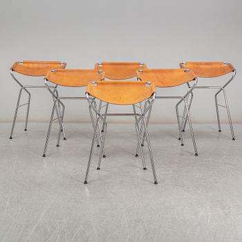 ANNA VON SCHEWEN & BJÖRN DAHLSTRÖM, six steel bar stools from Lammhults. Model designed in 2004.