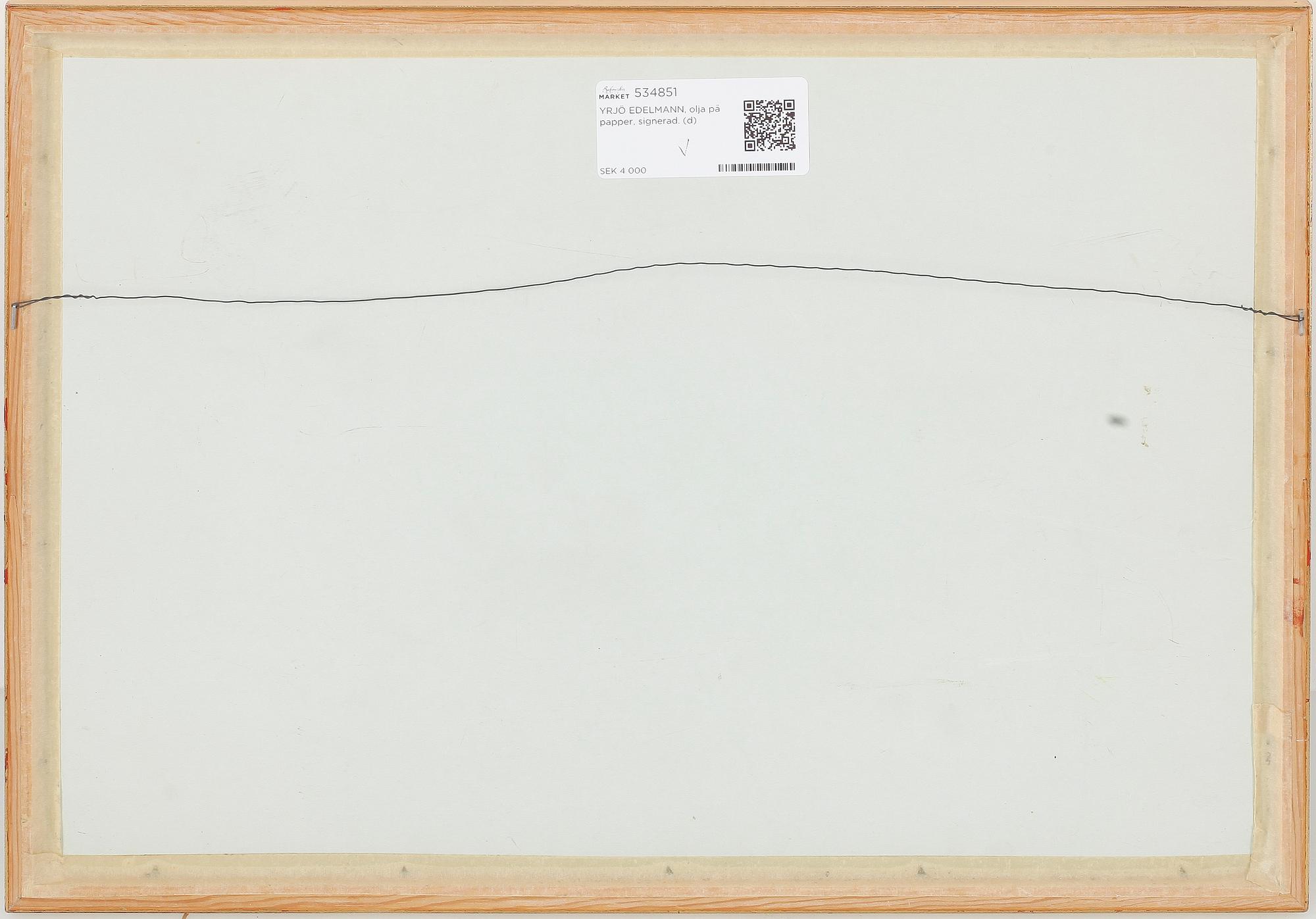 YRJÖ EDELMANN, olja på papper, signerad.