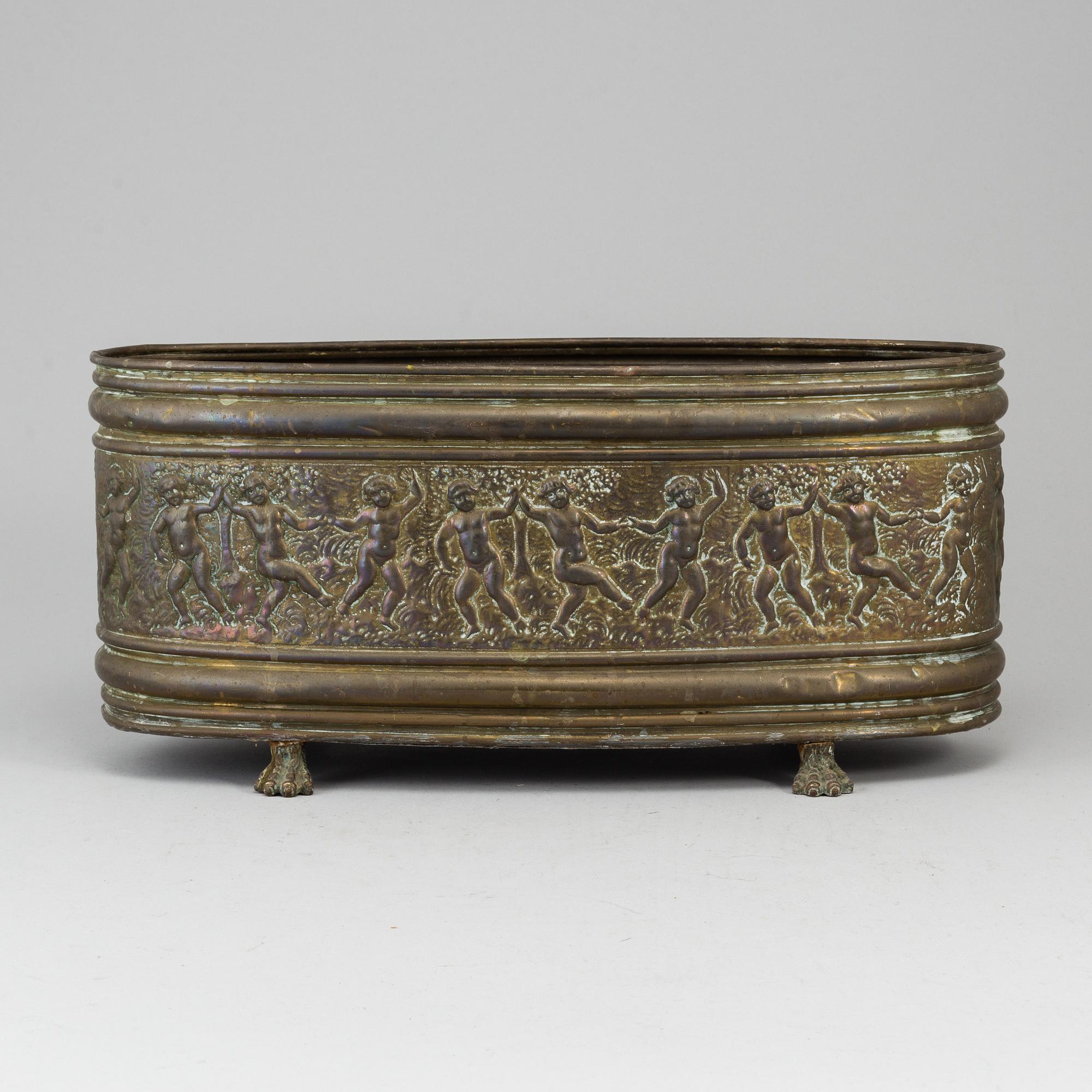 A 19th century brass jardiniere.