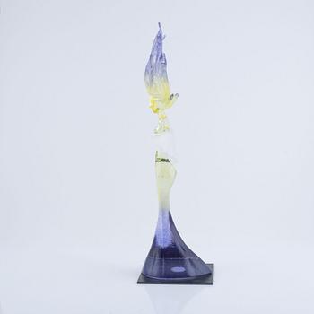 Kjell Engman, a 'Maidenhood Yellow' glass sculpture, signed, limited edition of 100, Kosta Boda.