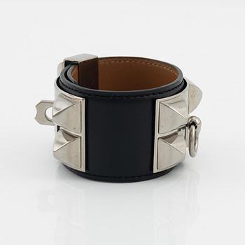 Hermès, a black Box calf skin 'Collier de Chien' bracelet, 1997.