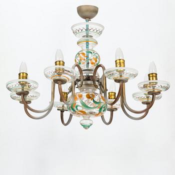 Paavo Tynell, A 1940s chandelier, for Taito and Kauklahden Lasitehdas, Finland.