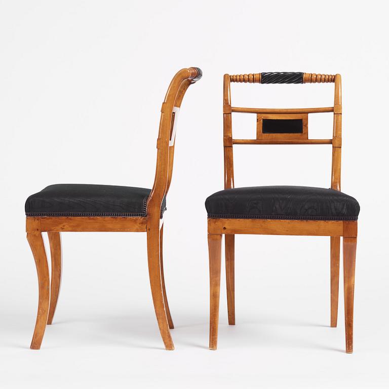 A set of eight Empire chairs by Anders Eriksson, Hassungared, first part 19th century.