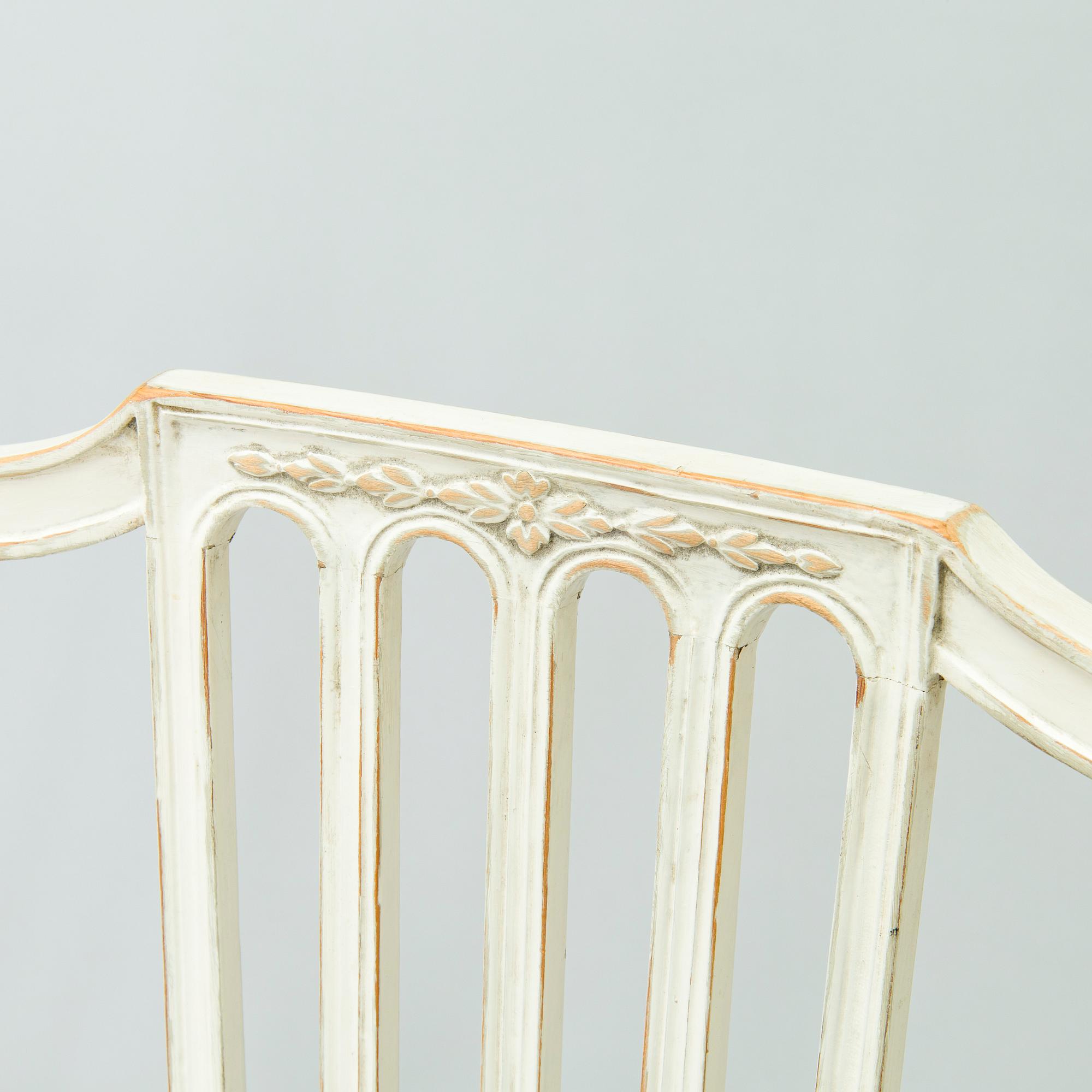 Stolar, 6 st, gustavianska, stockholmsarbete, sent 1700-tal.