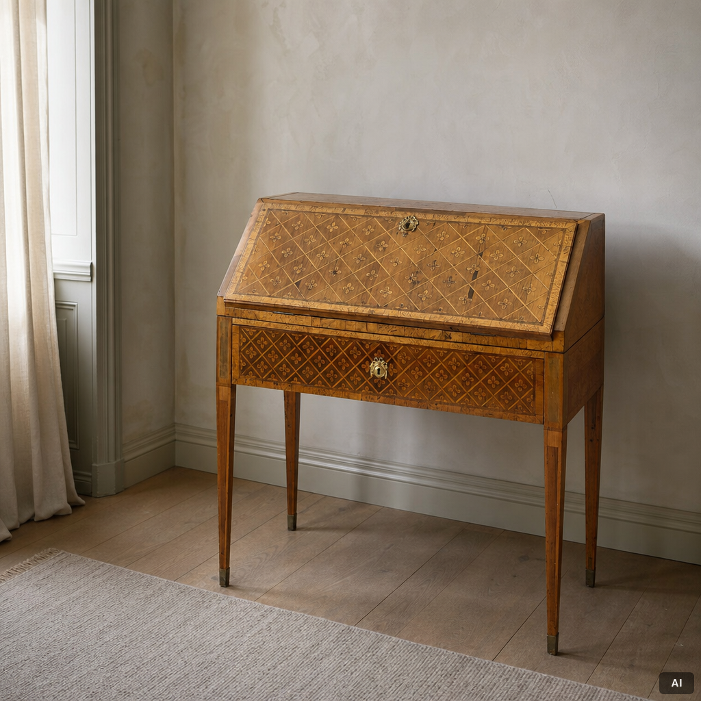 A Gustavian marquetry secretaire by Jonas Hultsten (master in Stockholm 1773-94).