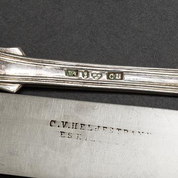 ETUI med silverbestick, 3 delar Bl a Christian Hammer Stockholm 1851.