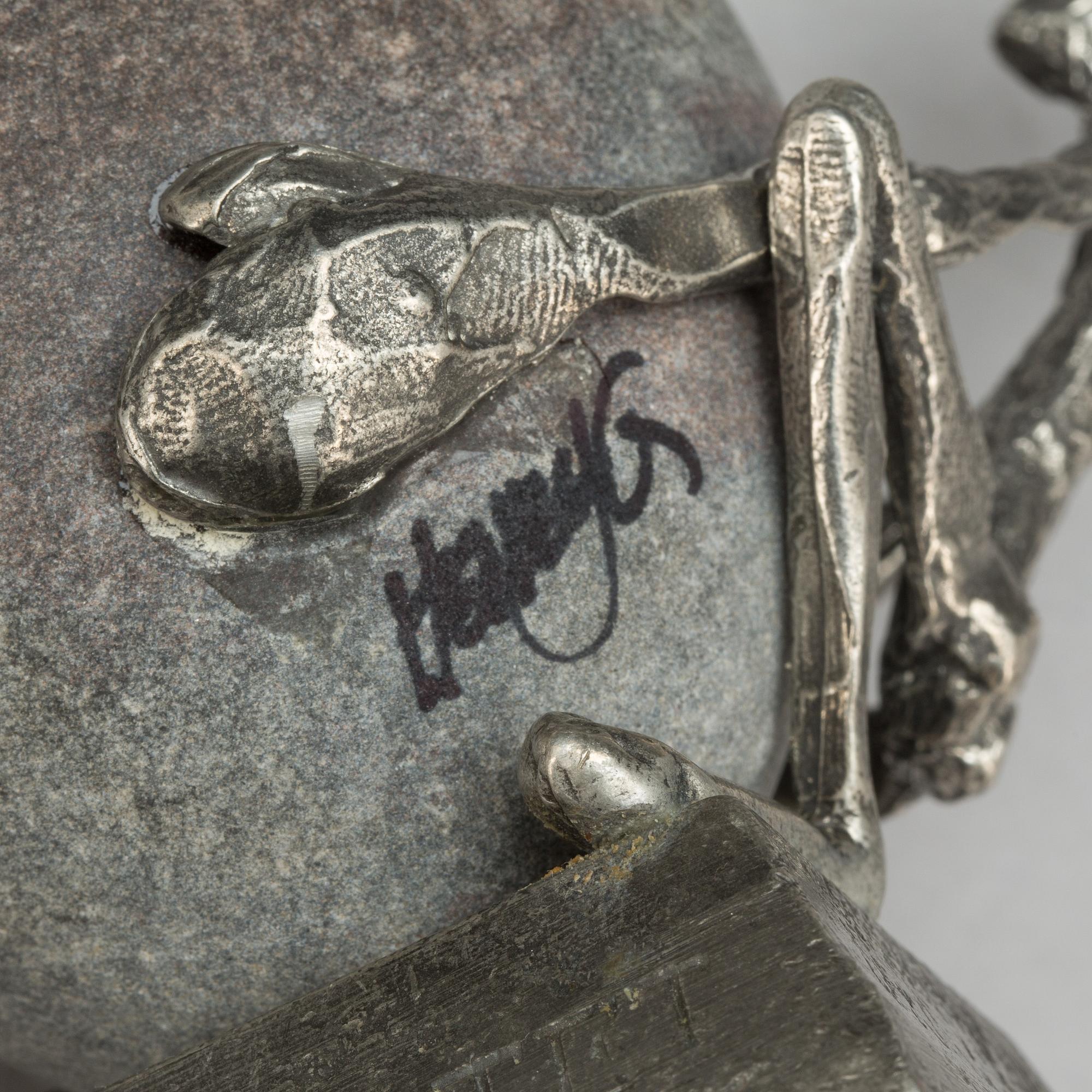 HENRY GUSTAFSSON, skulptur, sten och tenn, signerad.