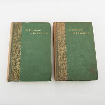 Freshfield, Douglas W.: The Exploration of the Caucasus. Förstaupplaga 1896. 2 band. Fotograf Vittorio Sella.