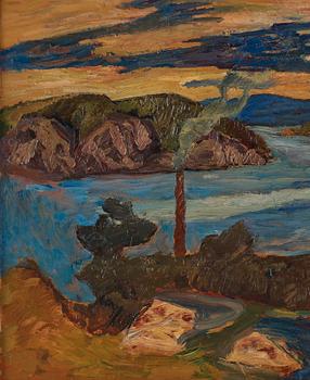 Helmer Osslund, Landscape with mountains and water.