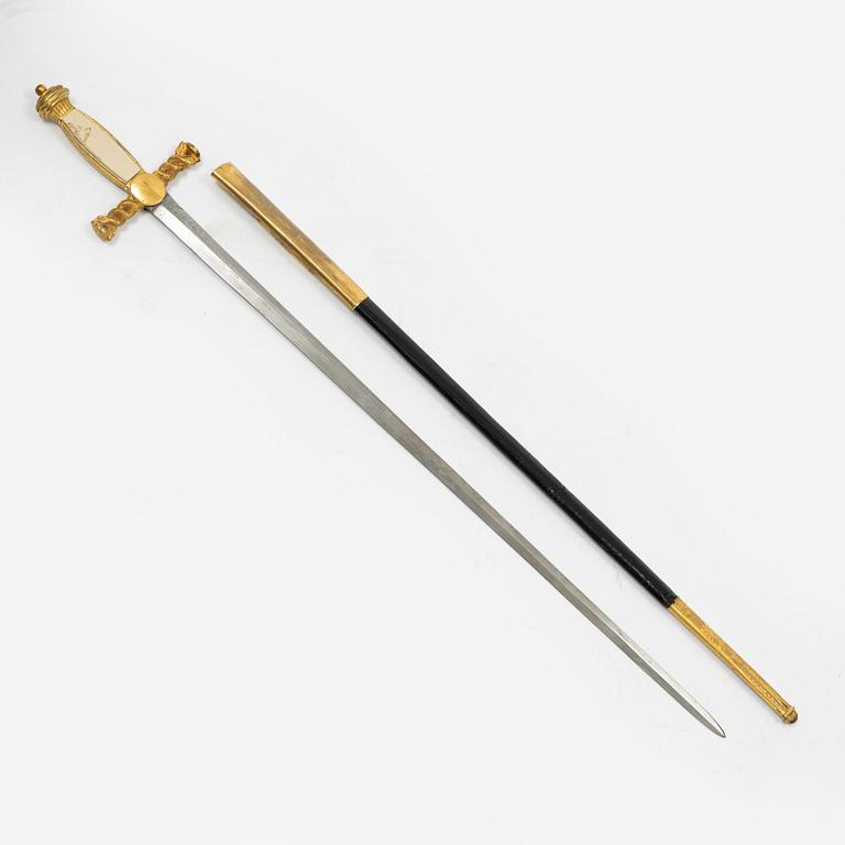 A small sword, 19th Century, with scabbard.