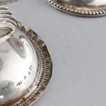 A pair of silver salt cellar designed by Adolf Zethelius in Stockholm, 1815. Weight 145 gram.