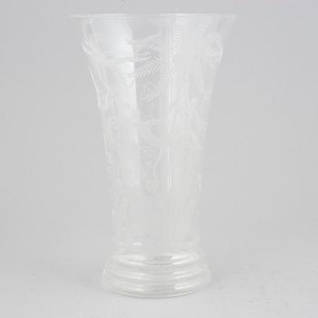 Edward Hald, a glass vase, 'Urskogen', Orrefors, numbered 378.