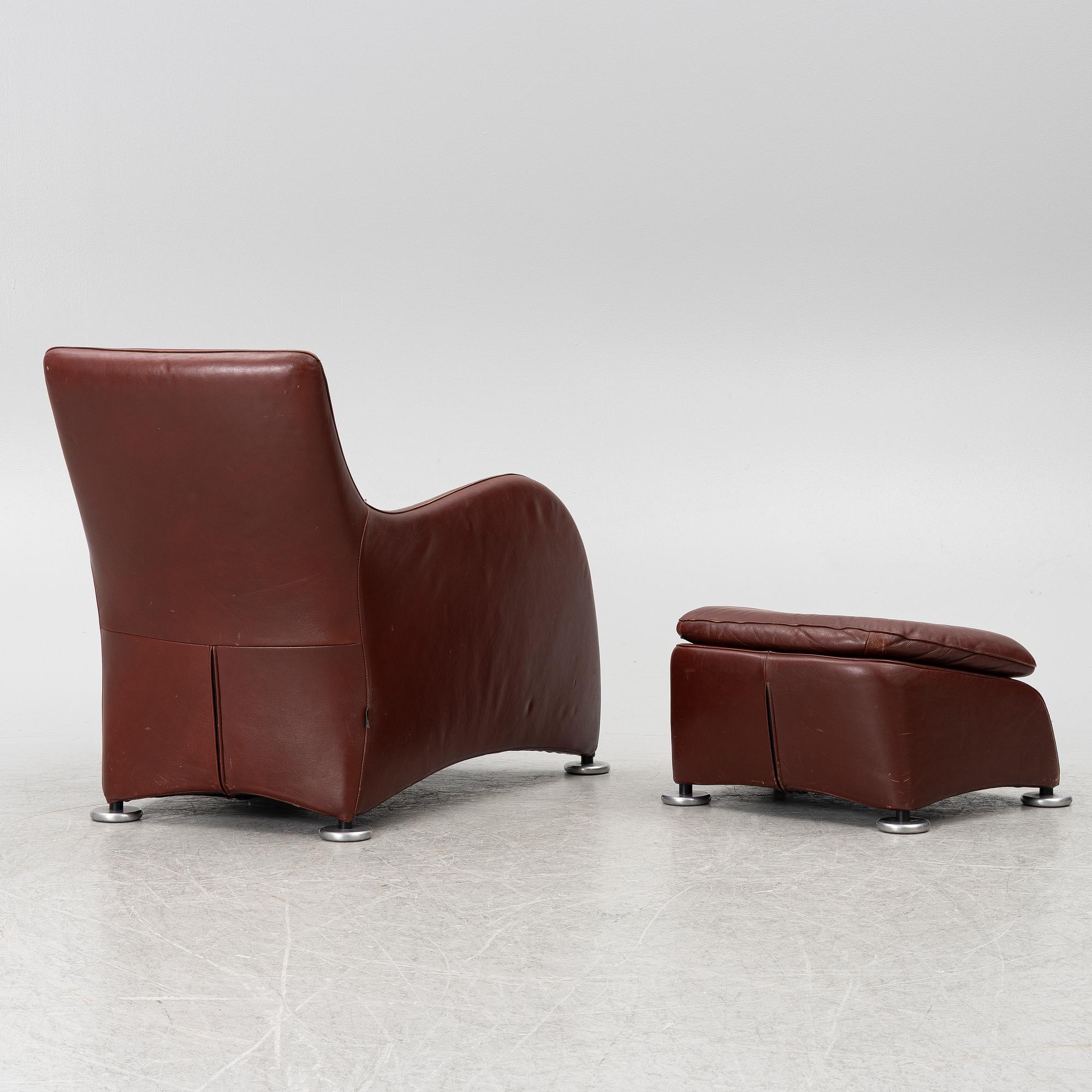 Gerard van den Berg, Armchair with footstool, "Loge", Montis, Netherlands, late 20th century.