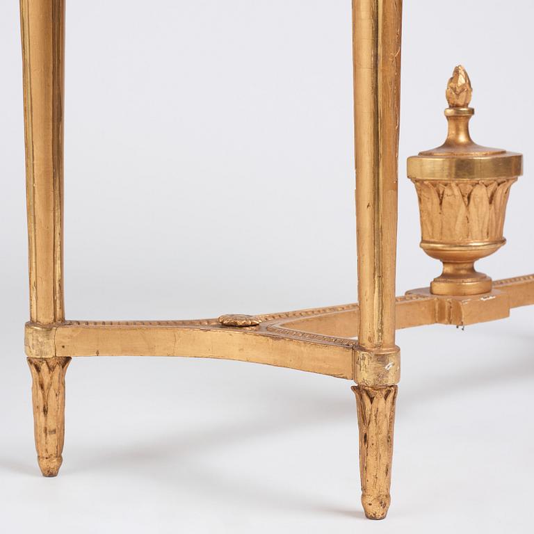 A Gustavian giltwood and marble console table, late 18th century.