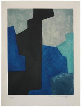 885. Serge Poliakoff, ”Composition noire, bleue et mauve".