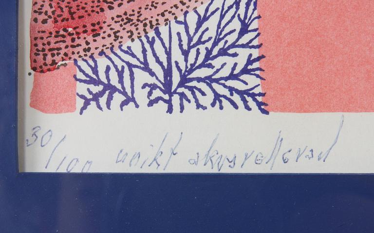 SVANBERG, MAX WALTER. Färglitografier, 2 st, sign o numr 30/100 resp 221/260.