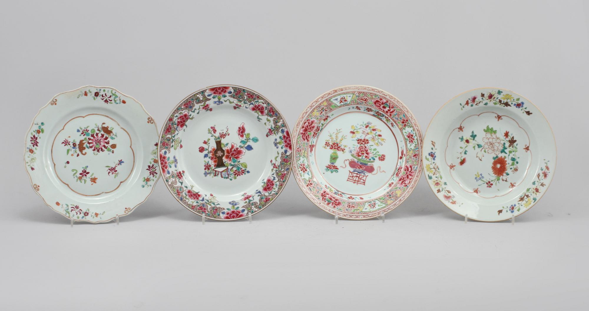 TALLRIKAR, 4 st, porslin, Kina, 1700-tal.