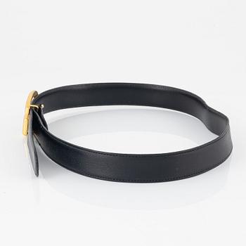 Gucci, two black leather belts, size 70-85.