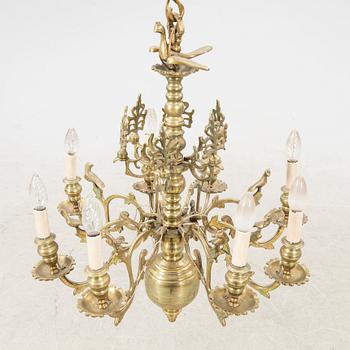 A Broque style brass chandelier 19th century.