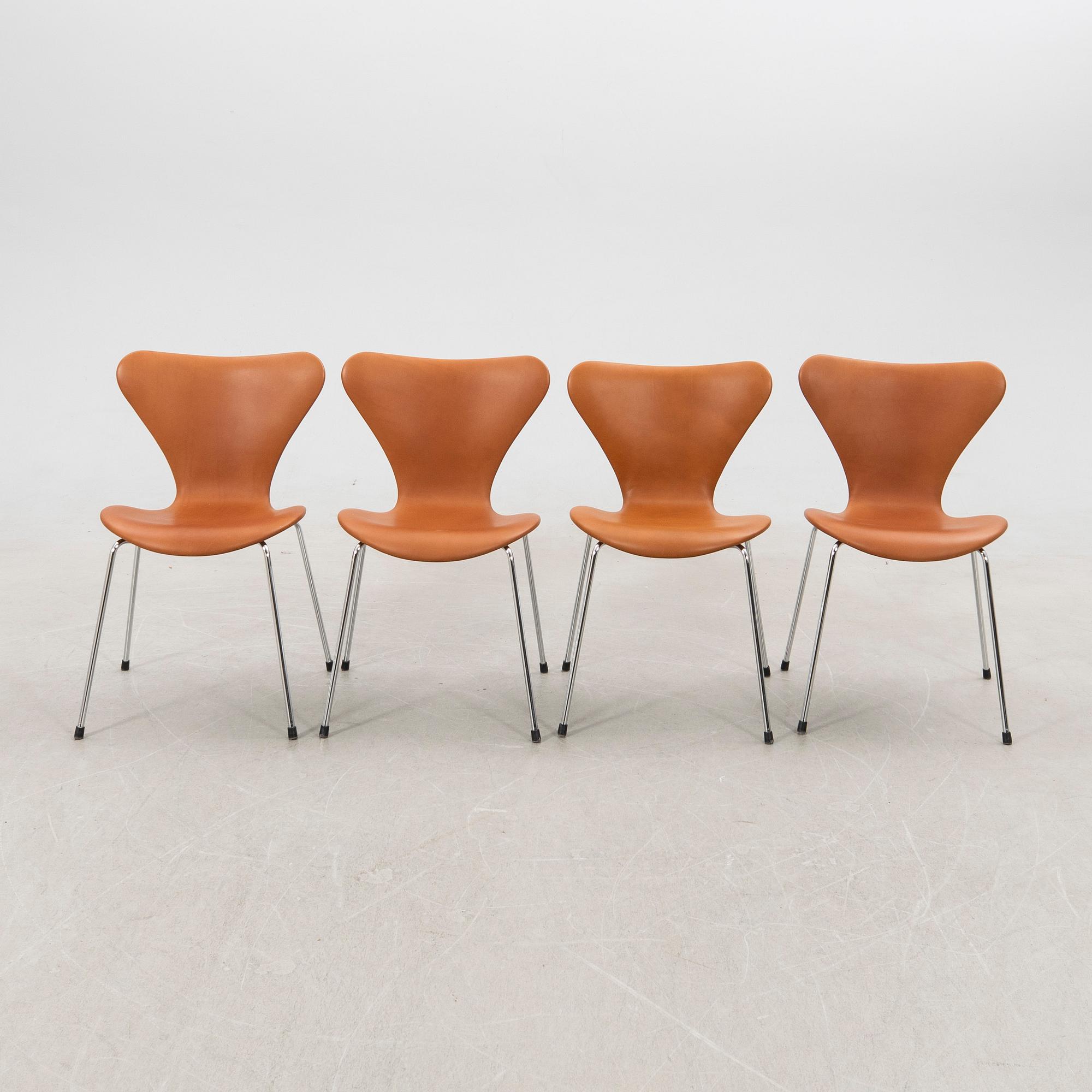 Arne Jacobsen, chairs, 4 pcs, "The Seven", Fritz Hansen, Denmark, 2000s.