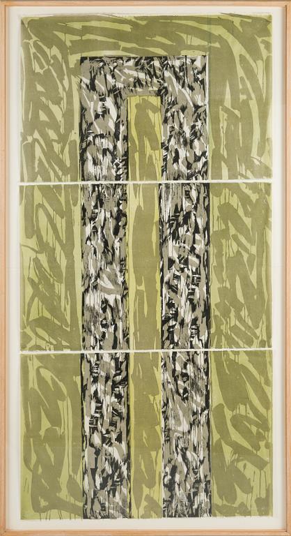 Juha Joro, woodcut, triptych, signed and dated 1988.