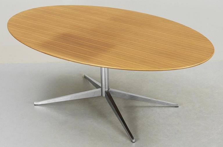 A Florence Knoll mahogany and chromed steel table, Knoll International.