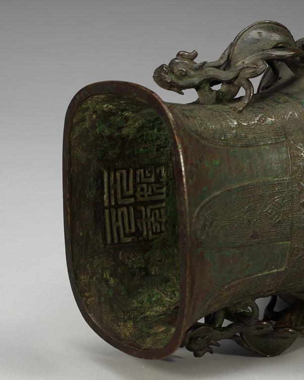 A large bronze vase, Ming dynasty, 16th Century.