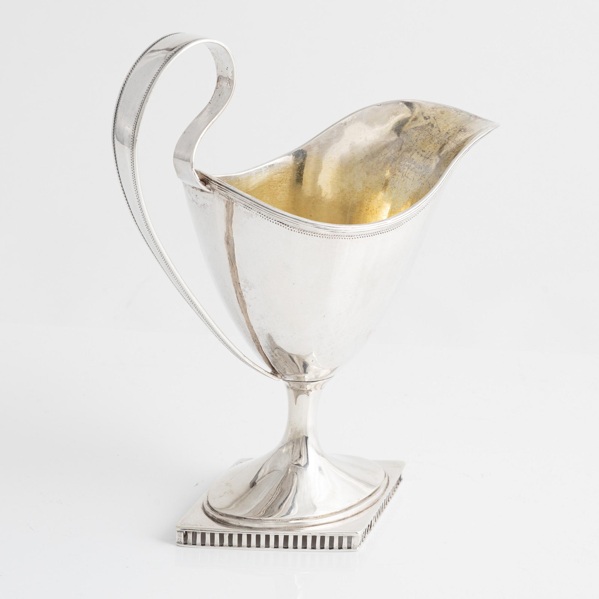 A Swedish early 19th century cream jug, silver, unidentified maker's mark. Empire.