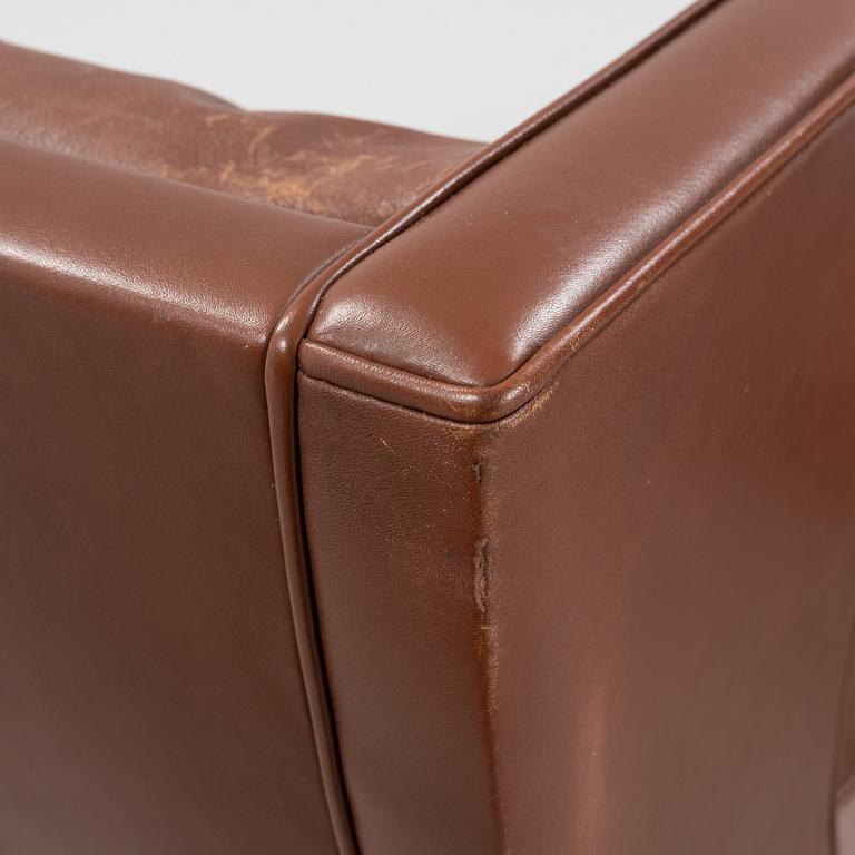 Børge Mogensen, a leather easy chair and foot rest, model 2204, Frederica Stolefabrik, Denmark,