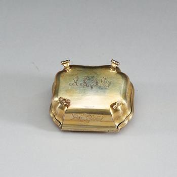 A German 18th century silver-gilt cruet-box, unidentified makers mark, Augsburg 1767-1769.