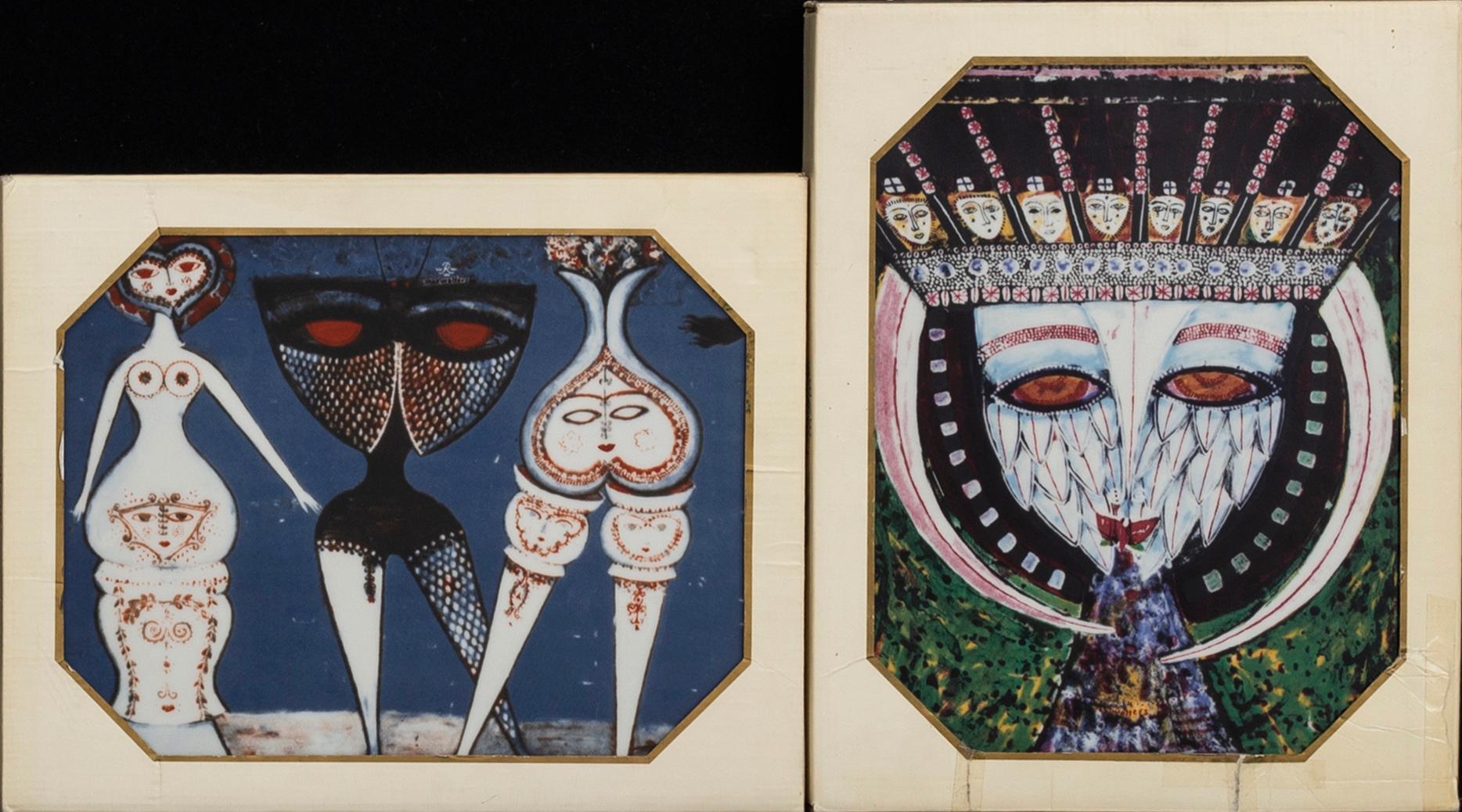 MAX WALTER SVANBERG, väggplaketter, 2 st, porslin, Rörstrand.