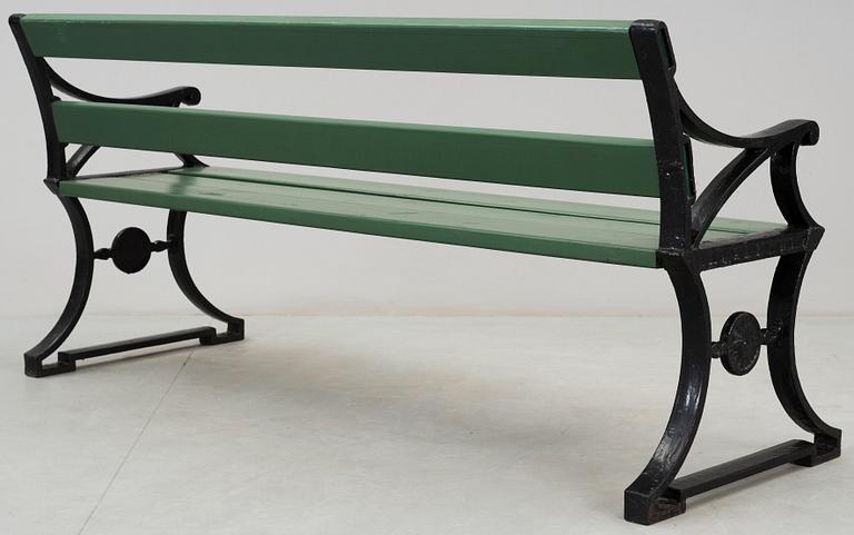 A Folke Bensow cast iron park sofa, 'Trädgårdsmöbeln Näfveqvarn n:r 3', Näfveqvarn, Sweden.