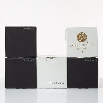 Gunnar Cyrén, Nobel, 5 martini glasses, Orrefors,