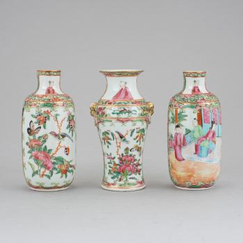 VASER, 3 st, porslin, Kanton 1800-tal.