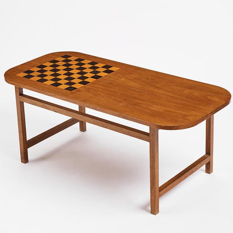 Josef Frank, a mahogany table with inlaid chessboard model "B 552", Firma Svenskt Tenn, 1940s-50s.