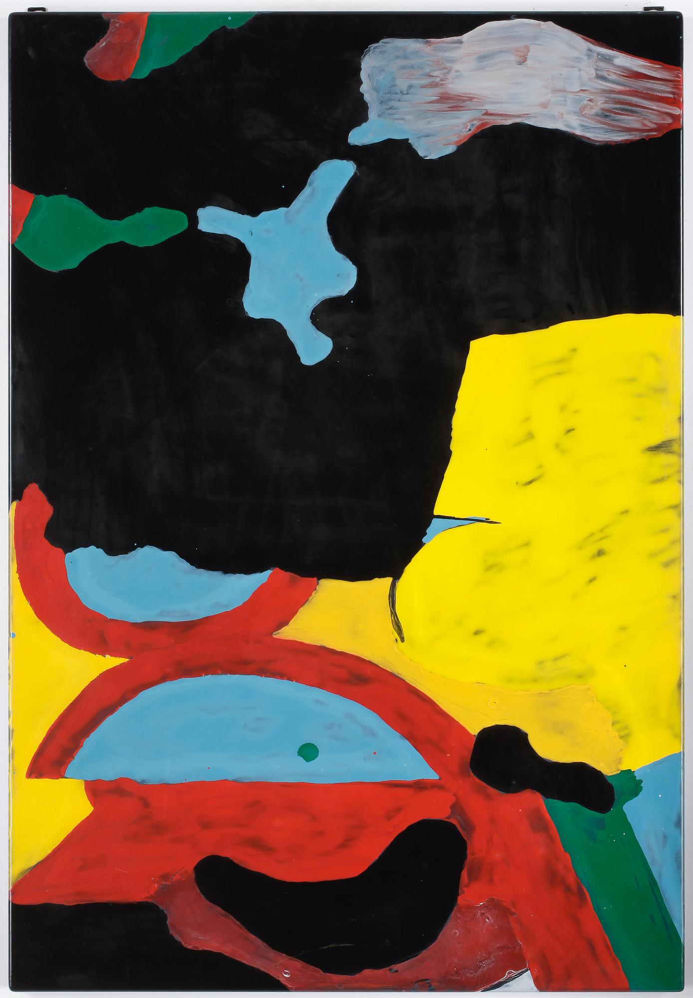GUNNAR LARSON, 9 delar, emalj på plåt, Gustavsberg, signerad, 1900-talets andra hälft.